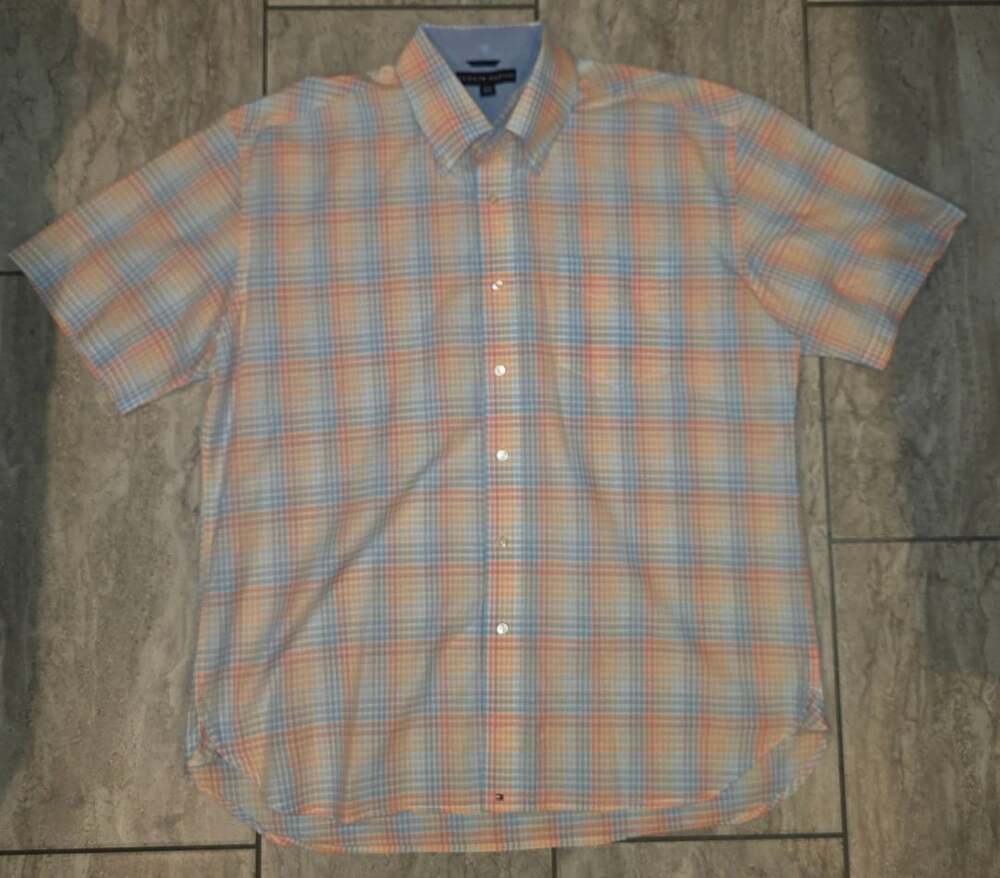 Vintage Tommy Hilfiger Short Sleeve Plaid Button Down Shirt XL